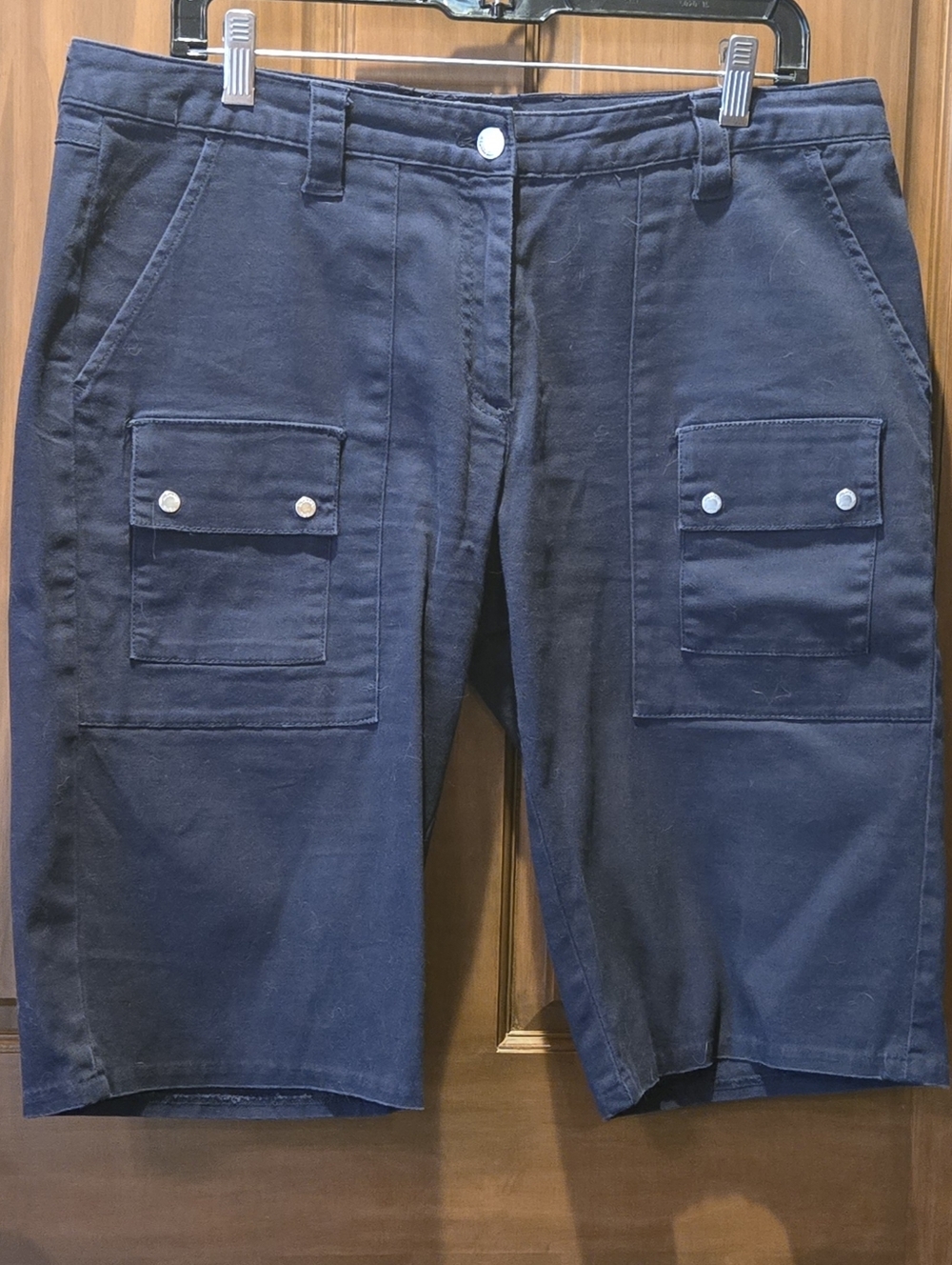 Michael Kors Navy Women's Cargo Shorts with Front Flap Pockets